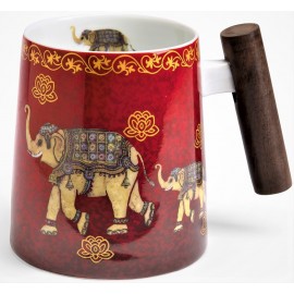 Mug en Fine Bone China avec poignée en bois NELSON 400 ml