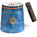 Mug Agadir Fine Bone China with wooden handle 400 ml