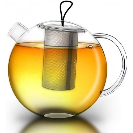 Théière Verre Borosilicate 1.5 Litre & Grand Filtre Inox Microperforé