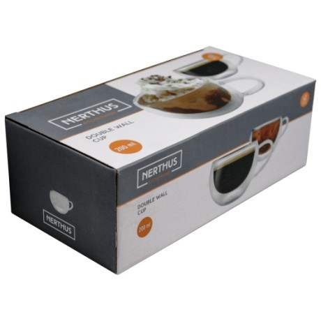 Coffret 2 tasses en verre double paroi 200ml