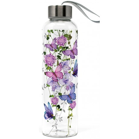 Bouteille verre 500ml avec des papillons