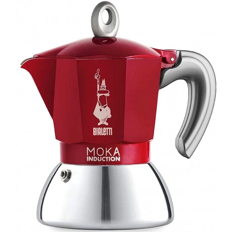 Cafetière Moka Induction rouge 6 Tasses