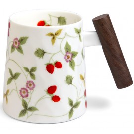 Mug en Fine Bone China avec poignée en bois MIRELLA 400 ml