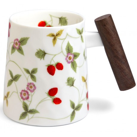 Mug Mirella Fine Bone China with wooden handle 400 ml