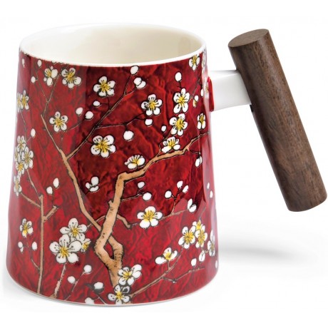 Mug Java Fine Bone China with wooden handle 400 ml
