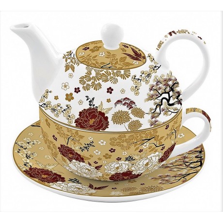 KIMO Solitaire Fine Bone China: Tasse 0.25 L & Théière 0.5 L